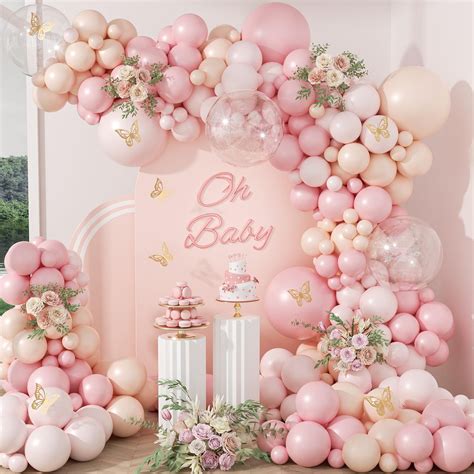 Pcs Pink Balloon Arch Garland Kit Pink And White Balloon Arch Kit With Pink Light Pink Nude