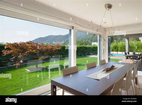 Wide Open Space Of Luxury House Veranda And Garden View From The