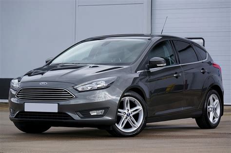 grey ford focus hatchback  stock photo