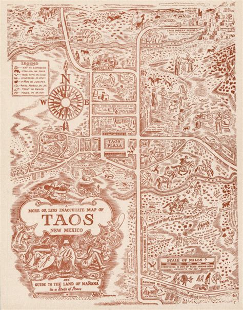 A More or Less Inaccurate Map of Taos, New Mexico | La Jolla Map Museum