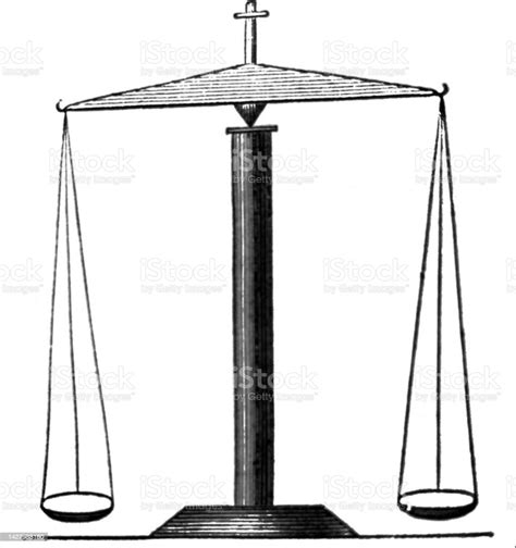 Antique Illustration Diagram Of A Common Balance Scale Stock