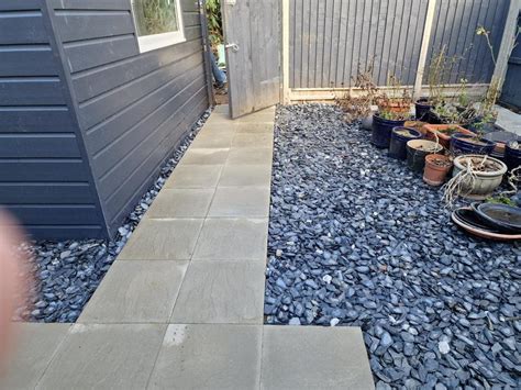 Rear Garden Project Indian Sandstone With Stone Chippings Artisan