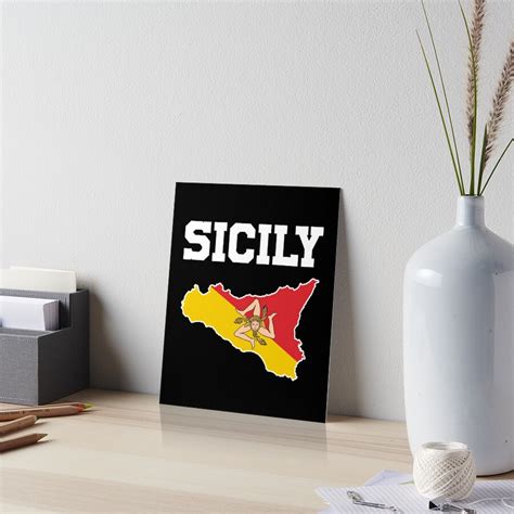 Sicily Map Sicilia Sicilian Flag Art Board Print For Sale By Drakouv