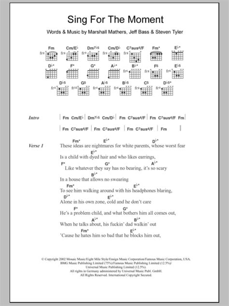 Sing For The Moment by Eminem - Guitar Chords/Lyrics - Guitar Instructor