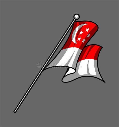 Singapore Cartoon Flag For Design Purposes Stock Vector Illustration