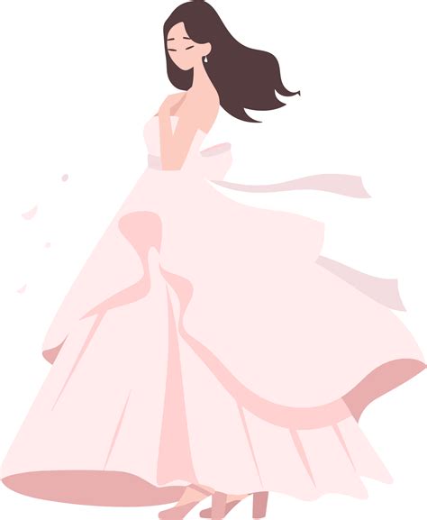 Hand Drawn beautiful and elegant wedding dress in flat style 27269399 PNG