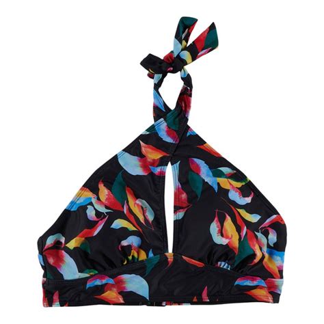 ACX Active Women S Tropical Leaf V Neck Bikini Top Medium Black FL1 1 Each Delivery Or