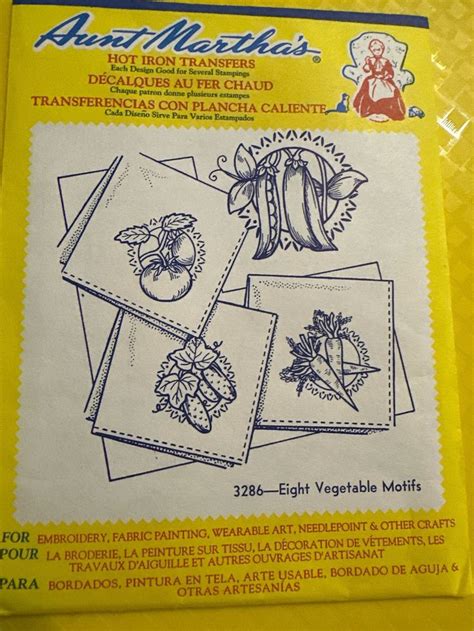 Vintage Unopened Aunt Marthas Hot Iron Transfers Vegetable Motifs