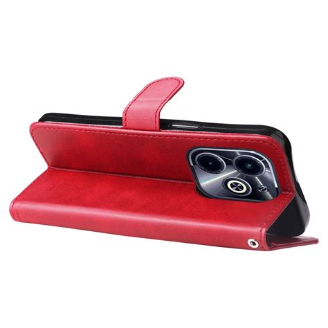 For Infinix Hot 40i Fashion Calf Texture Zipper Leather Phone Case Red Alexnld