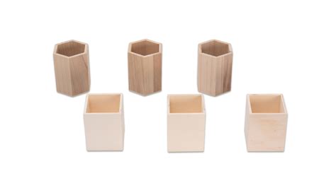 4 Oder 6 Eckige Stiftehalter Aus Holz Im 3er Set BETZOLD