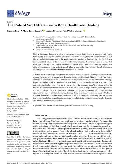 PDF The Role Of Sex Differences In Bone Health And Healing