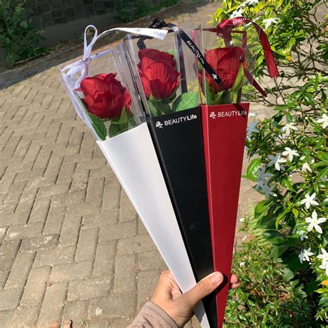 Jual Bouquet Single Rose Box L Buket Bunga Mawar Satu Tangkai Box