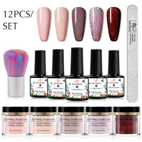 Pcs Dipping Nail Powder Set Nude Pink Dip Glitter Powder Dust