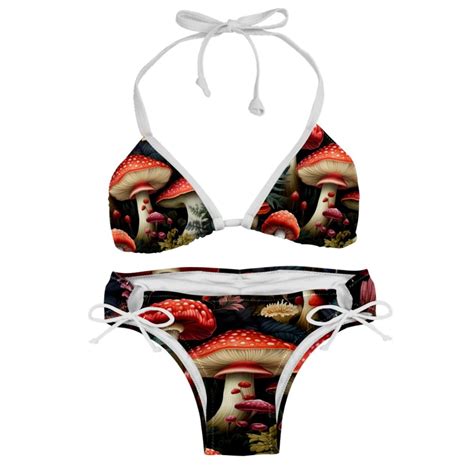 Mushroom Detachable Sponge Adjustable Strap Bikini Set Two Pack Versatile Swimwear For All