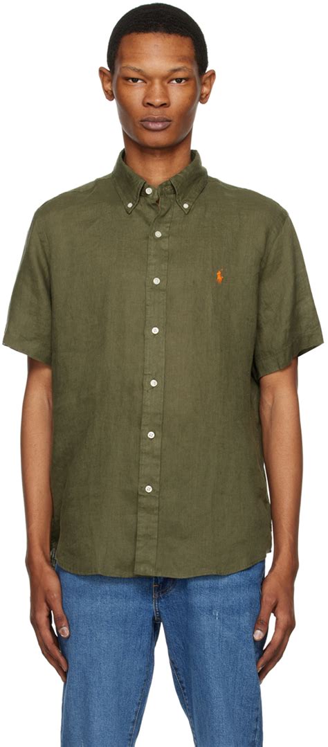 Khaki Classic Fit Shirt By Polo Ralph Lauren On Sale