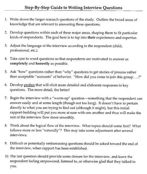 Step By Guide To Writing Interview Questions Pdf