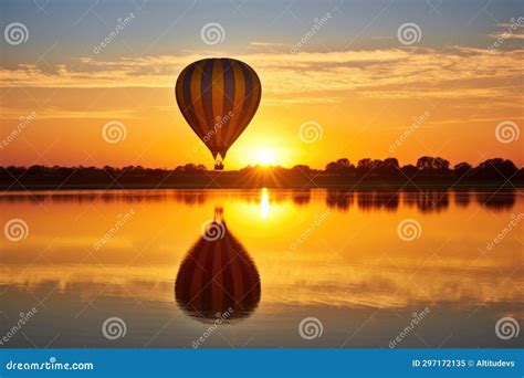 Silhouette Of Hot Air Balloon At Sunset Stock Image Image Of Outdoor