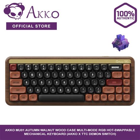 Akko Mu Autumn Walnut Wood Case Multi Mode Rgb Hot Swappable Mechanical Keyboard Akko X Ttc