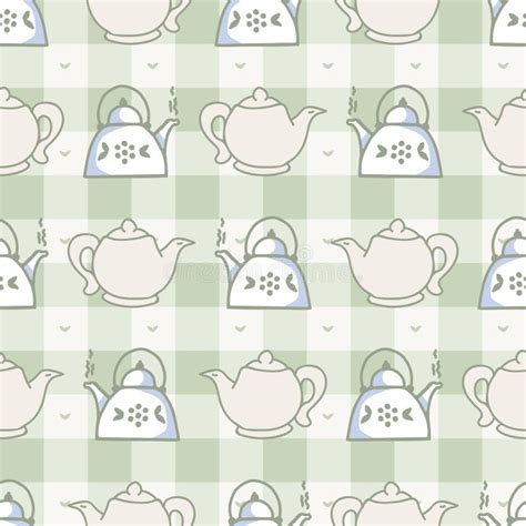 Cute Kettle Line Art Cartoon Vector Illustration Hand Drawn Hot Drink