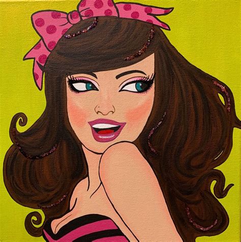 Fun Sexy Retro Brunette Pinup High Quality X Giclee Print Made From Original Painting Etsy