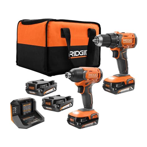 Ridgid 18v Cordless 2 Tool Combo Kit With 1 2 In Drill Driver 1 4 In