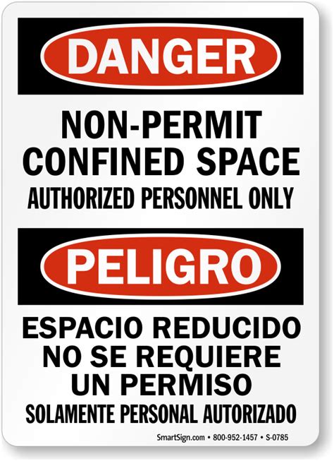 Bilingual Non Permit Confined Space Sign Sku S 0785