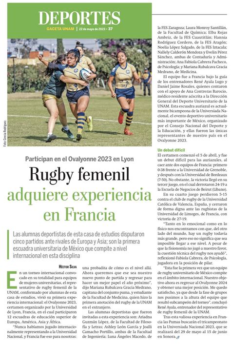 Deporte UNAM On Twitter Hoy En GacetaUNAM Rugby Femenil Adquiere