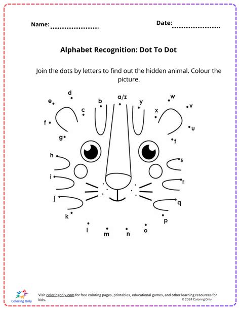 Alphabet Recognition Dot To Dot Free Printable Worksheet