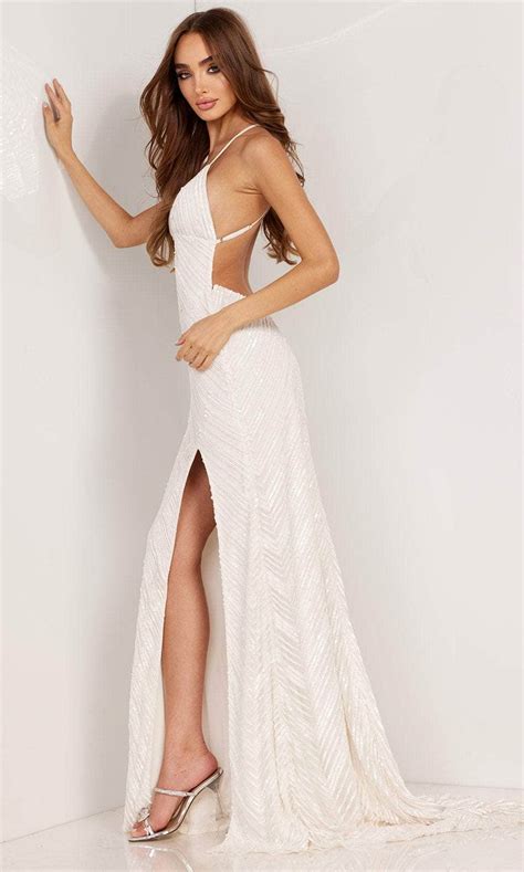 Aleta Couture 1106 V Neck High Slit Evening Gown Adasa