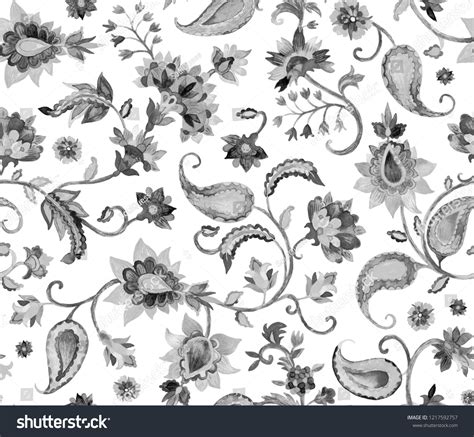 Paisley Watercolor Floral Pattern Tile Flowers Flores Tulips Leaves