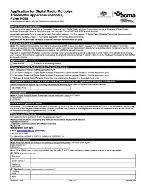 Fillable Online Acma Gov Application For Digital Radio Multiplex