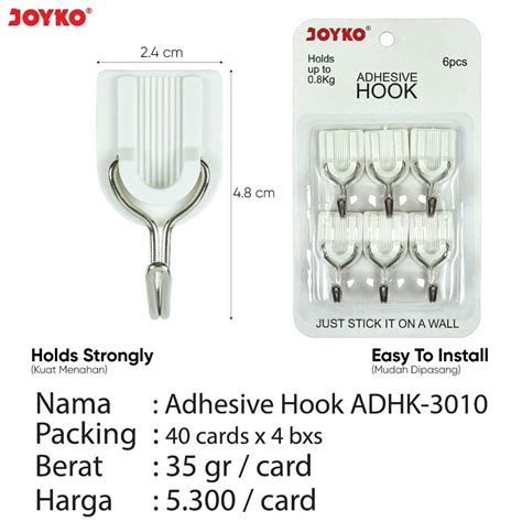 Jual Joyko Adhesive Hook Gantungan Tempel Dinding Adhk Pack