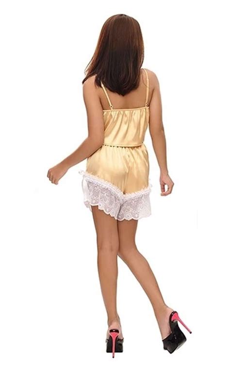 French Daina Luxury Silk Satin Cami Shorts Set Silk Lingerie Online India