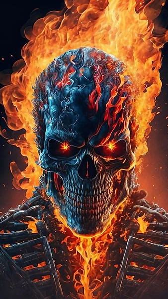 Blue Shimmering Fire Skull Live Wallpaper