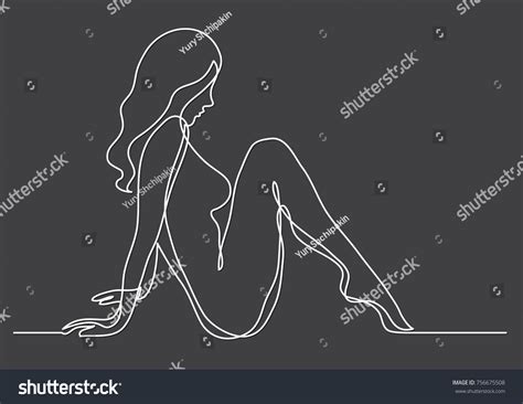 Continuous Line Drawing Sitting Nude Woman Stock Vector Royalty Free 756675508 Shutterstock