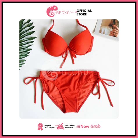 HCM Bikini GECKO Mảnh Gọng Nâng Ngực Buộc Nơ M A Ảnh Thật Shopee Việt Nam