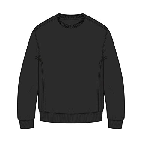 Long Sleeve Sweatshirt Technical Drawing Fashion Flat Sketch Template