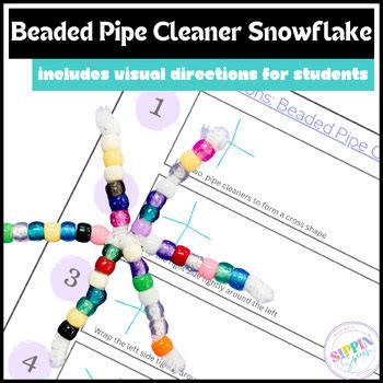 Beaded Pipe Cleaner Snowflake Craft with Visual Directions by Sippin Speech
