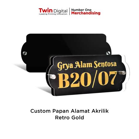 Papan Alamat Akrilik Custom Retro Gold Platform Corporate B B Twin