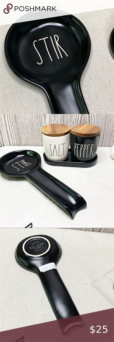 NWTRae Dunn STIR Black Spoon Rest Spoon Rest Dunn Magnolia Farms