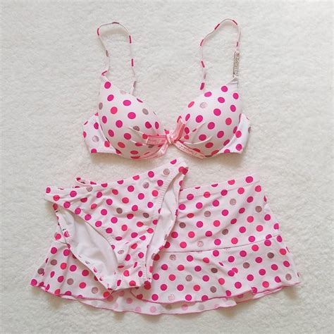 Japanese Bikini Set Nwot With Polka Dots And Ribbon Depop