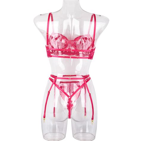 Valentines Sexy Lingerie Pink Lace Lingerie Set Embroidery Flower Women S Underwear Alibaba