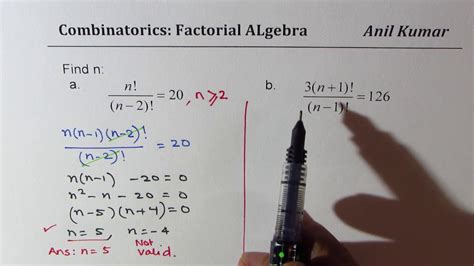 Factorial Algebra Solve Equation Combinatorics YouTube