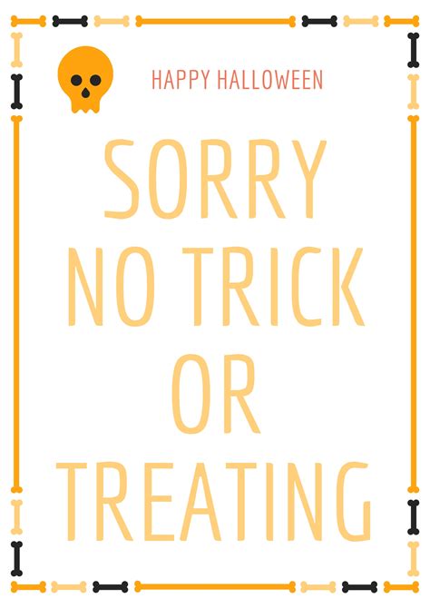 No Trick Or Treating Sign Free Printable Mrs Pinch