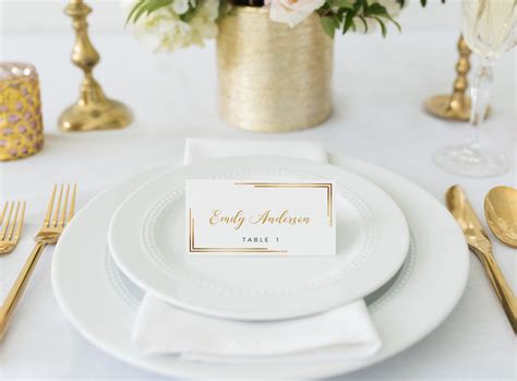 Gold Place Cards Gold Name Cards Place Card Templates Tent Etsy