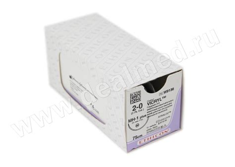 ВИКРИЛ 2/0, 75 см, фиолет. Кол.-реж. 26 мм, 1/2 (Арт. W9181) Ethicon ...