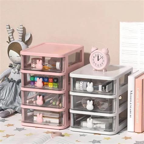 Bo Te De Rangement De Bureau Lapin Kawaii Rose Blanc Washi Papier