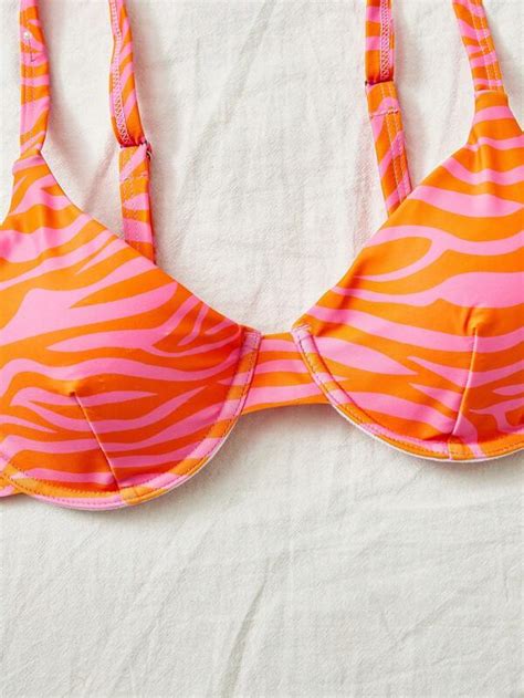 Shein Swim Vcay Ba Ador Bikini Con Aro De Rayas De Cebra Moda De