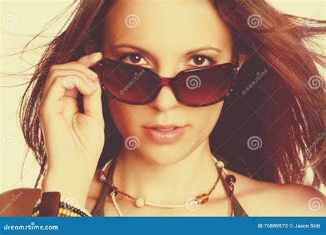 Sunglasses Woman Stock Image Image Of People Brunette
