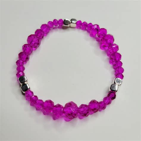 Hot Pink And Silver Stretch Bracelet Small Chill Charms Of Texas